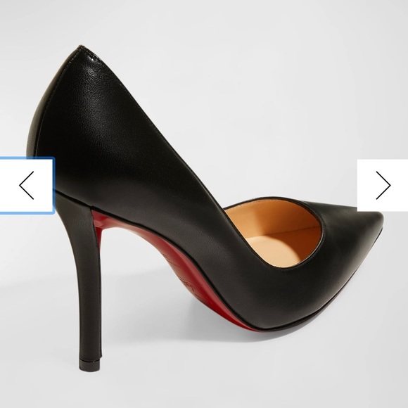 NWT Christian Louboutin Apostrophy Black Leather Pointed Red-Sole Pumps - Picture 15 of 16